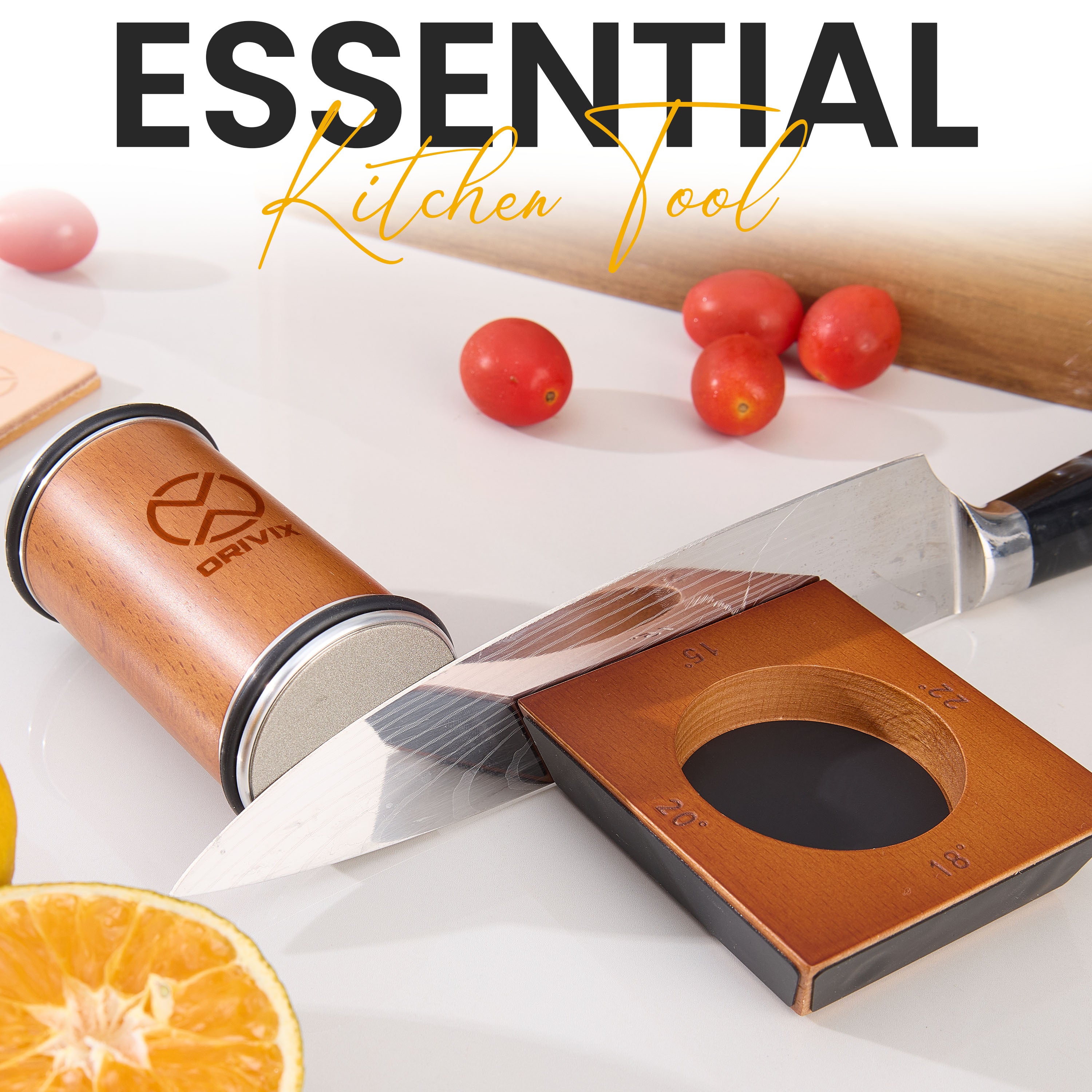 Rolling Knife Sharpener Kit with Magnetic 4-Angle Base