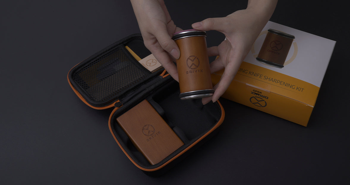 Rolling Knife Sharpener Kit with Magnetic 2-Angle Base