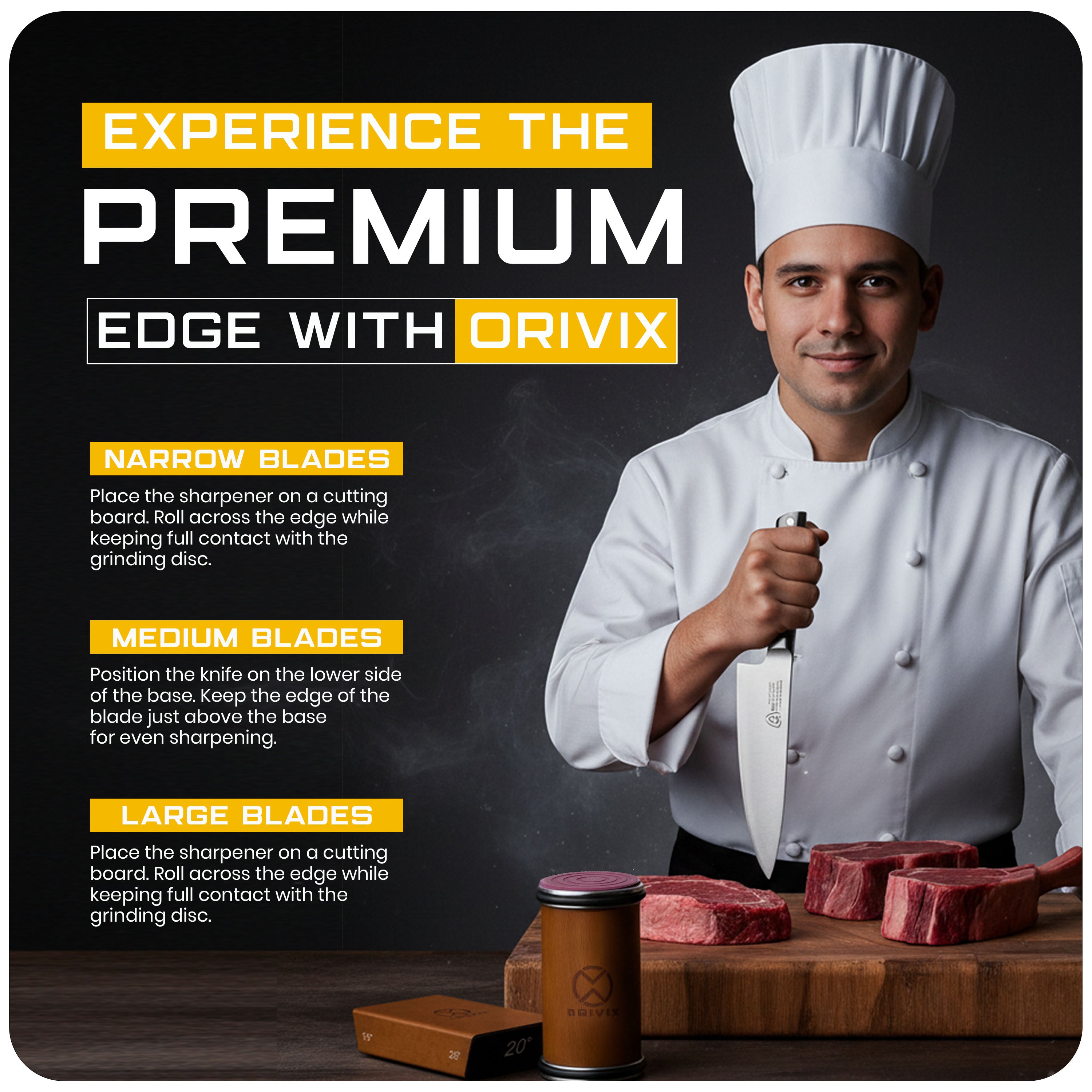 Rolling Knife Sharpener Kit with Magnetic 2-Angle Base