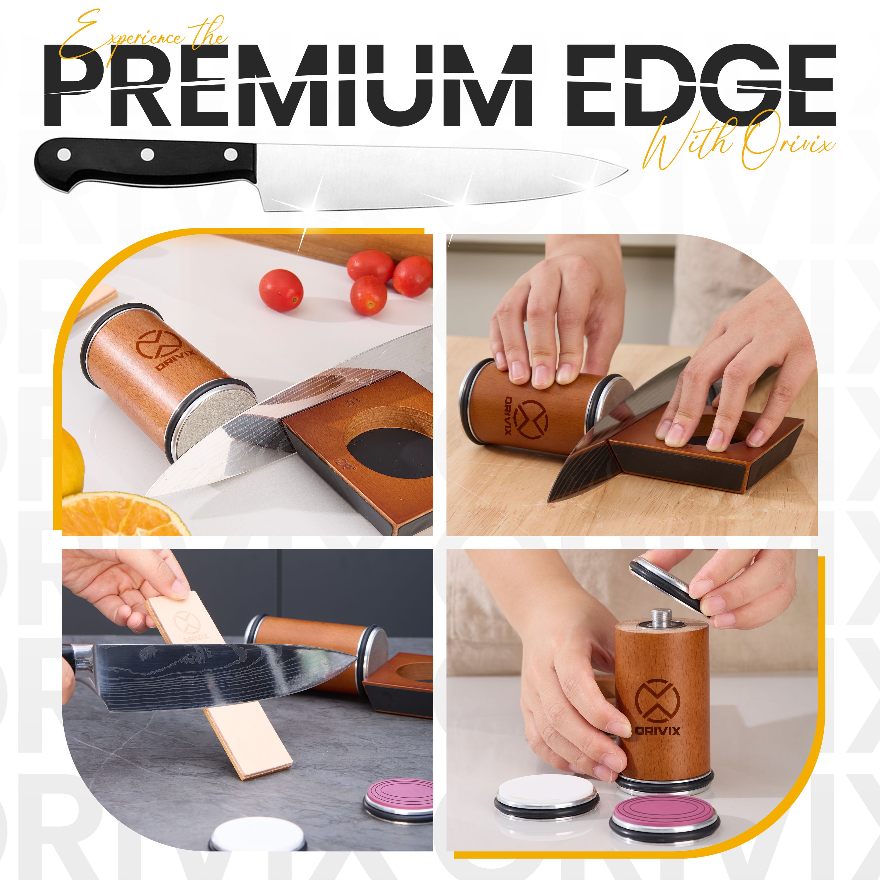 Rolling Knife Sharpener Kit with Magnetic 4-Angle Base