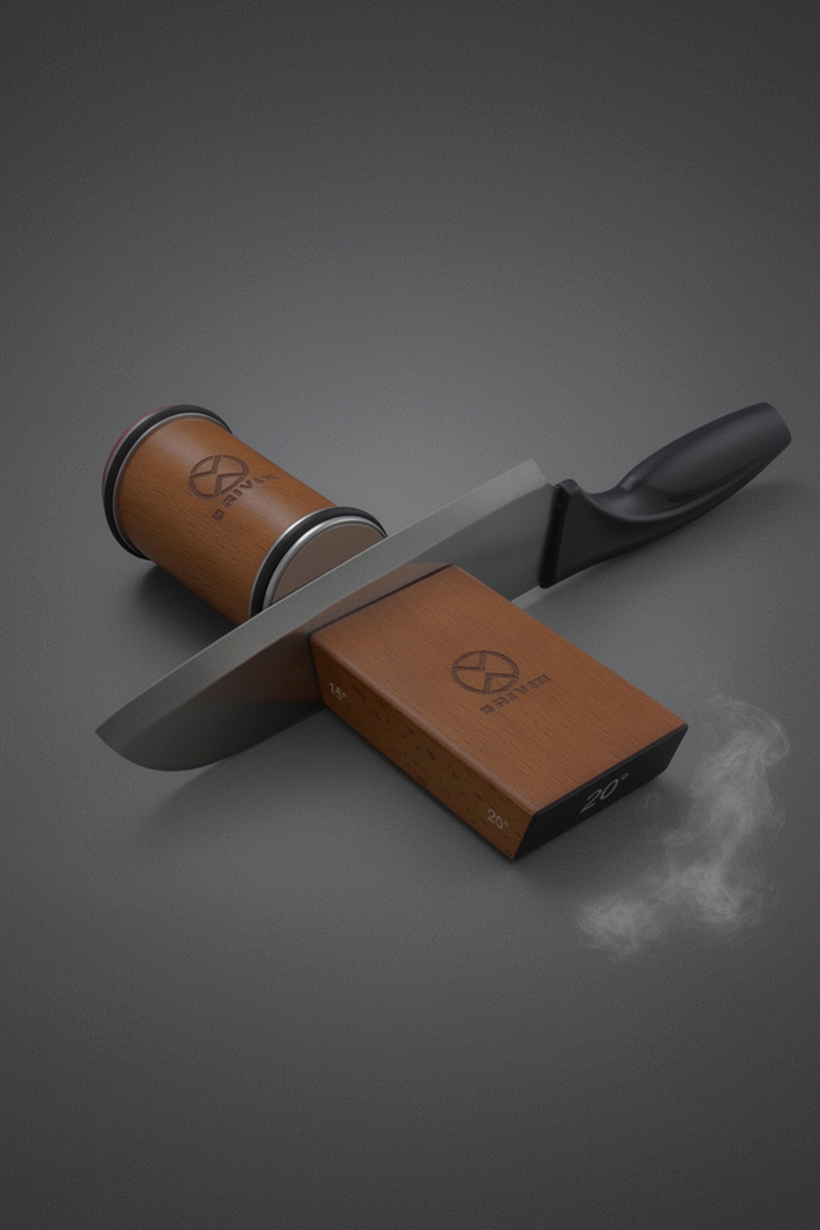 Rolling Knife Sharpener Kit with Magnetic 2-Angle Base